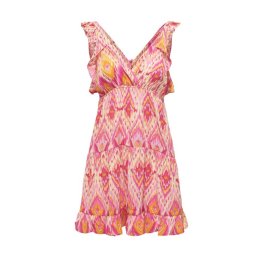 ONLY Rochie Onlalma Life Vis Strap Frill Dress Aop 15256822 18-2333 TCX raspberry rose