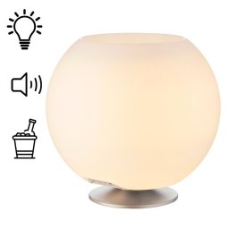 Lampă Kooduu Sphere Silver, suport pentru sticle și difuzor Bluetooth Tone