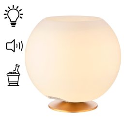 Lampă Kooduu Sphere Bronze, suport pentru sticle și difuzor Bluetooth