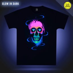 Tricou bumbac B&C Collection Neon Fluorescent Skull S