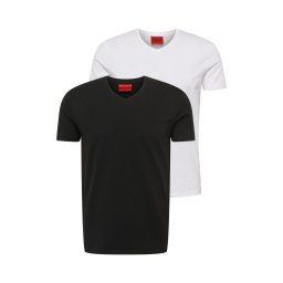 HUGO Tricou 'Hugo' negru / alb