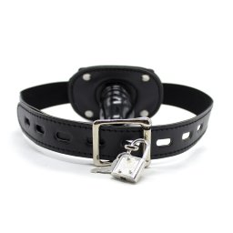 OhMama Fetish TPE Penis Gag with Padlock Black S