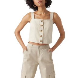 VERO MODA Top Vmryle S/L Top Wvn Lcs 10285023 13-0401 TCX oatmeal