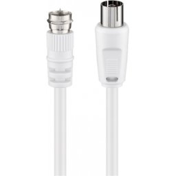 Cablu antena coaxial - F 2.5m M-T Alb, Goobay G11830