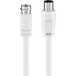 Cablu antena coaxial - F 1.5m T-T Alb, Goobay G11726