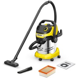 Aspirator multifunctional WD 5 S V-25/6/22, 1000 W, aspirare umeda si uscata, 25 l rezervor, furtun 2.2 m, functie de suflare, galben/negru