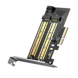 Adaptor de card de expansiune Ugreen PCIe 3.0 x4 pentru SSD M.2 M-Key / M.2 B-Key negru (CM302)