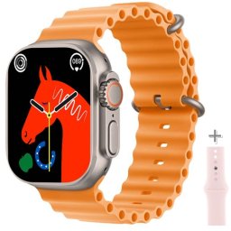 Ceas smartwatch S8 Ultra Max, 58mm, Touchscreen, Senzori, Functie Telefon, Orange + Pink (2 Curele)