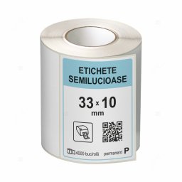 Rola etichete autoadezive semilucioase 32x10 mm, adeziv permanent, 4000 etichete rola