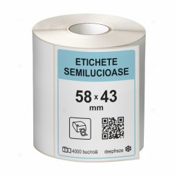 Rola etichete autoadezive semilucioase 58x43 mm, adeziv deepfreeze, 4000 etichete rola