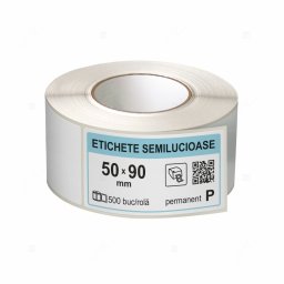 Rola etichete autoadezive semilucioase 50x90 mm, adeziv permanent, 500 etichete rola