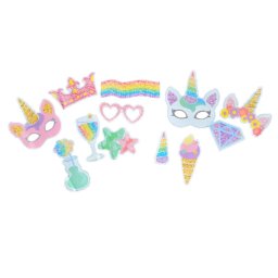 Set 12 propsuri pentru petreceri, tematica unicorn, 28 cm, multicolor