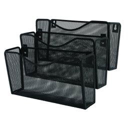 Accesorii birotica Suport metalic Mesh, pentru reviste si pliante, de perete, 3 buc/set, Q-Connect - negru