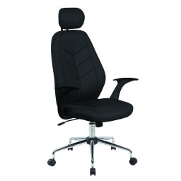 Scaun de birou, brate plastic, rotile, piele ecologica eleganta, Office Products Tenerife - negru