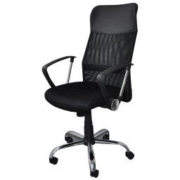 Scaun de birou, brate metalice, rotile, mesh textil/piele ecologica, Office Products Corfu - negru