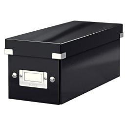 Cutie depozitare Leitz WOW Click & Store, carton laminat, pliabila, cu capac, 14x13x35 cm, negru