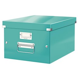 Cutie depozitare LEITZ WOW Click & Store, carton laminat, medie, turcoaz