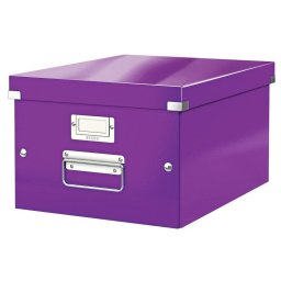Cutie depozitare LEITZ WOW Click & Store, carton laminat, medie, mov
