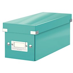 Cutie depozitare Leitz WOW Click & Store, carton laminat, pliabila, cu capac, 14x13x35 cm, turcoaz