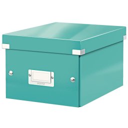 Cutie depozitare LEITZ WOW Click & Store, carton laminat, mica, turcoaz