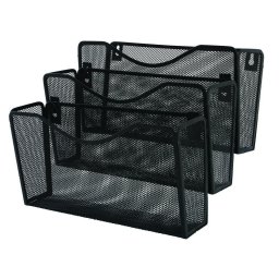 Accesorii birotica Suport metalic Mesh, pentru reviste si pliante, de perete, 3 buc/set, Q-Connect - negru