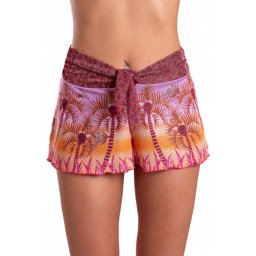 PIN UP STARS Bermude Short With Band At The Waist Palm Paradise Print PC036SH-028 pink