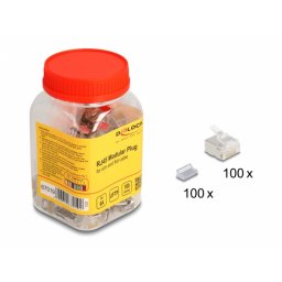 Set 100 buc conector RJ45 Cat.6A pentru cablu slim/flat, Delock 67019