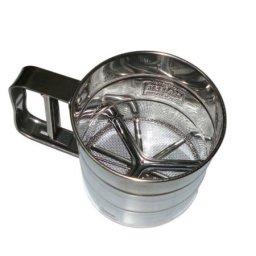 Presarator Produse Pudra cu Sita Fina si Maner, integal Inox, O10xH9.5 cm