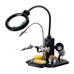 Lampă cu lupa rotundă 3X + mână de ajutor (suport cablaje), LED (16x) ZD-10Y