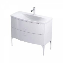 Set mobilier suspendat Oristo Louis 102cm cu 2 sertare,alb lucios