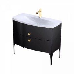 Set mobilier suspendat Oristo Louis 102cm cu 2 sertare,negru lucios