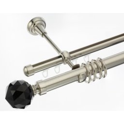 Galerie dubla kula crystal negru 25/19 teava si profil inox
