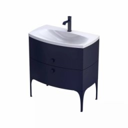 Set mobilier suspendat Oristo Louis 82cm cu 2 sertare,bleumarin mat