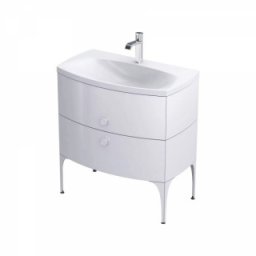 Set mobilier suspendat Oristo Louis 82cm cu 2 sertare,alb lucios