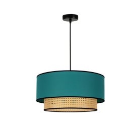 Lustră pe cablu Duolla BOHO 1xE27/15W/230V d. 45 cm turcoaz/ratan