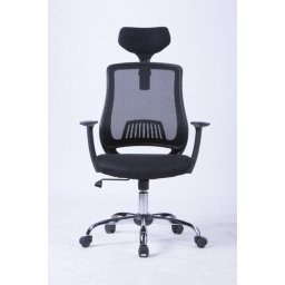 Scaun de birou, brate plastic, rotile, mesh textil, cu tetiera, Office Products Itaka - negru