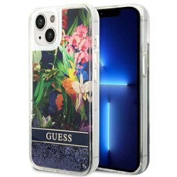 Husa Guess GUHCP14MLFLSB iPhone 14 Plus 6.7 "blue / blue hardcase Flower Liquid Glitter