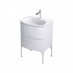 Set mobilier suspendat Oristo Louis 62cm cu 2 sertare,alb lucios