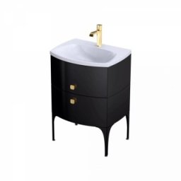 Set mobilier suspendat Oristo Louis 62cm cu 2 sertare,negru lucios