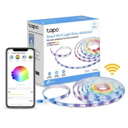 Banda LED RGBIC inteligenta TP-LINK Tapo L920-5, Wi-Fi, control vocal, sincronizare muzica, 20.5W, 2100 lm, compatibil Amazon Alexa si Google Assistant, 220-240V, 5m