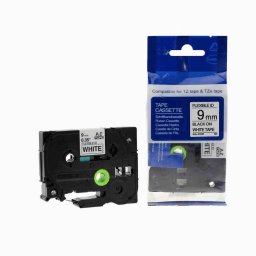 Banda compatibila Brother TZ-FX221 / TZe-FX221, 9mm x 8m, flexi, text negru / fundal Alb