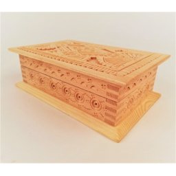 Cufar natur sculptat din lemn - 22x14x7 cm