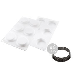 Set Tarte Klassik O 7 cm, 6 rame Microforate + Forma Silicon 6 cavitati