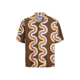 JACK & JONES Cămaşă Jorbelize Tencel Aop Shirt Ss 12233627 19-1118 TCX chestnut