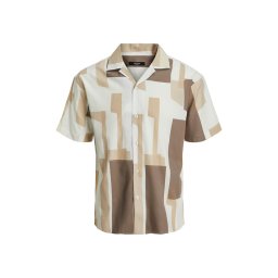 JACK & JONES Cămaşă Jprblamotive Print Resort Shirt S/S Ln 12234133 15-1307 TCX white pepper
