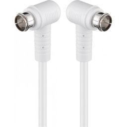 Cablu antena F-F 80 dB unghi 90 grade 1.5m T-T Alb, Goobay G67341
