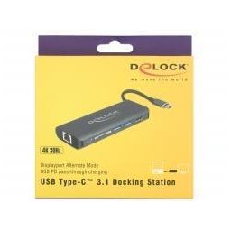Delock USB Typ-C Port Replicator (HDMI 4K, Gigabit LAN )+hub USB with PD