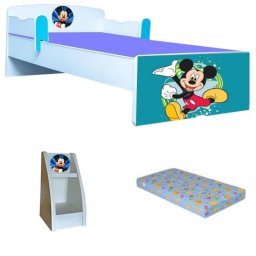 Pat copii Mickey 140x70 cu saltea 2-8 ani si etajera Cadou