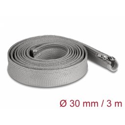 Plasa/Organizator cabluri cu fermoar 3m x 30mm Gri, Delock 20837