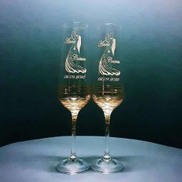 Set 2 pahare nunta, personalizate prin gravura, pentru Miri, din Cristal Bohemia - KLTM304001